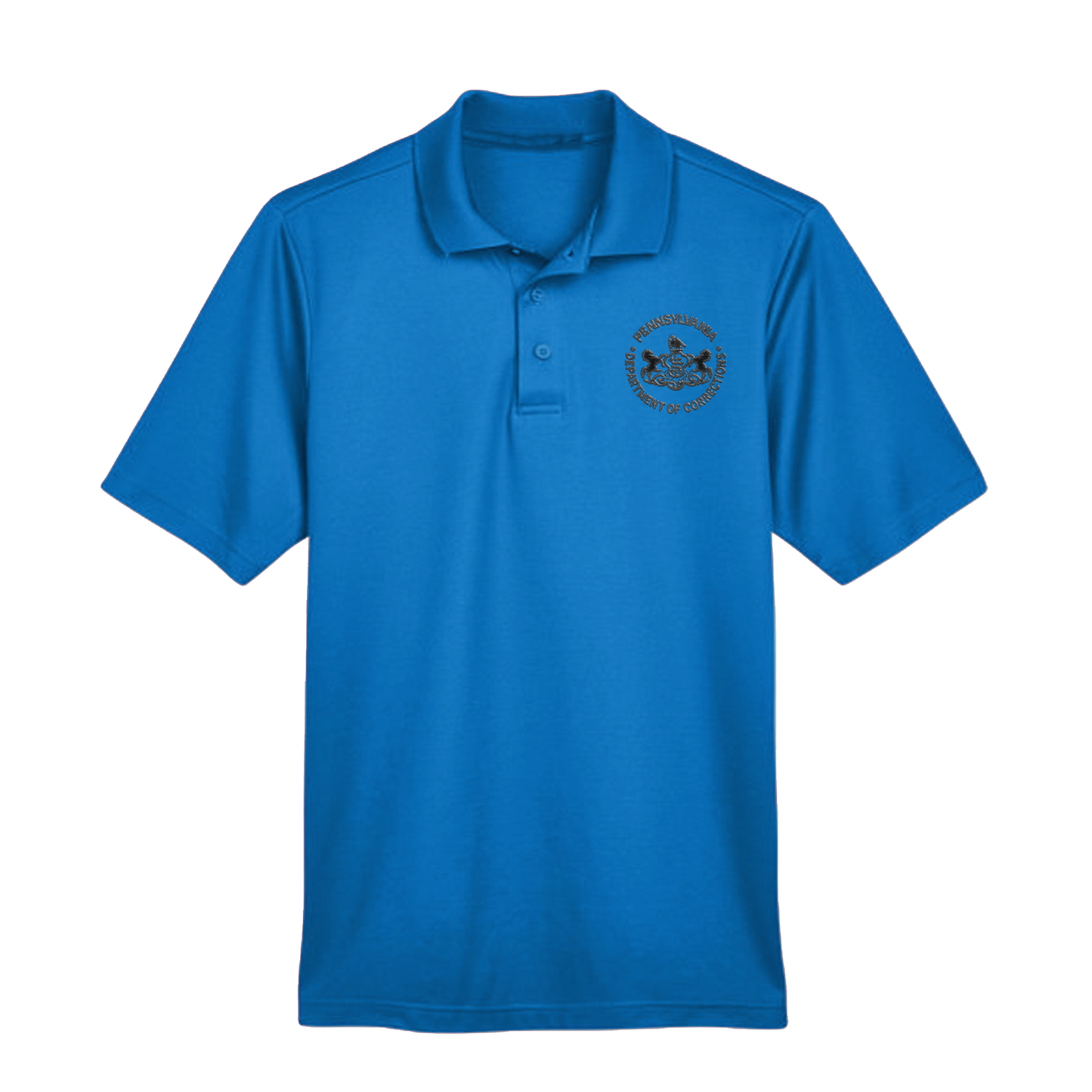 Men’s Luxury Performance Polo with Embroidered Department of Corrections Seal (Various Colors)