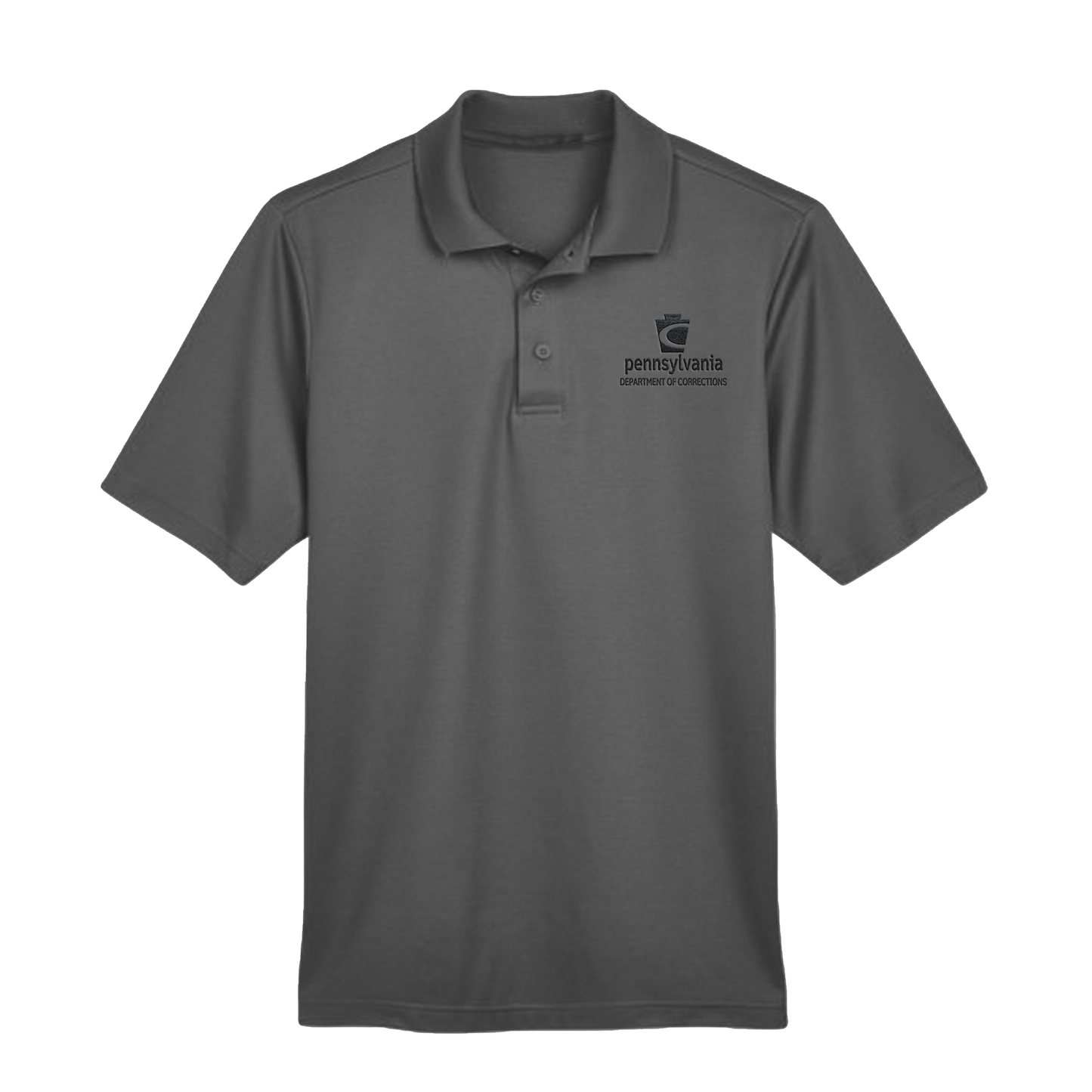 Men’s Luxury Performance Polo with Embroidered Department of Corrections Keystone (Various Colors)