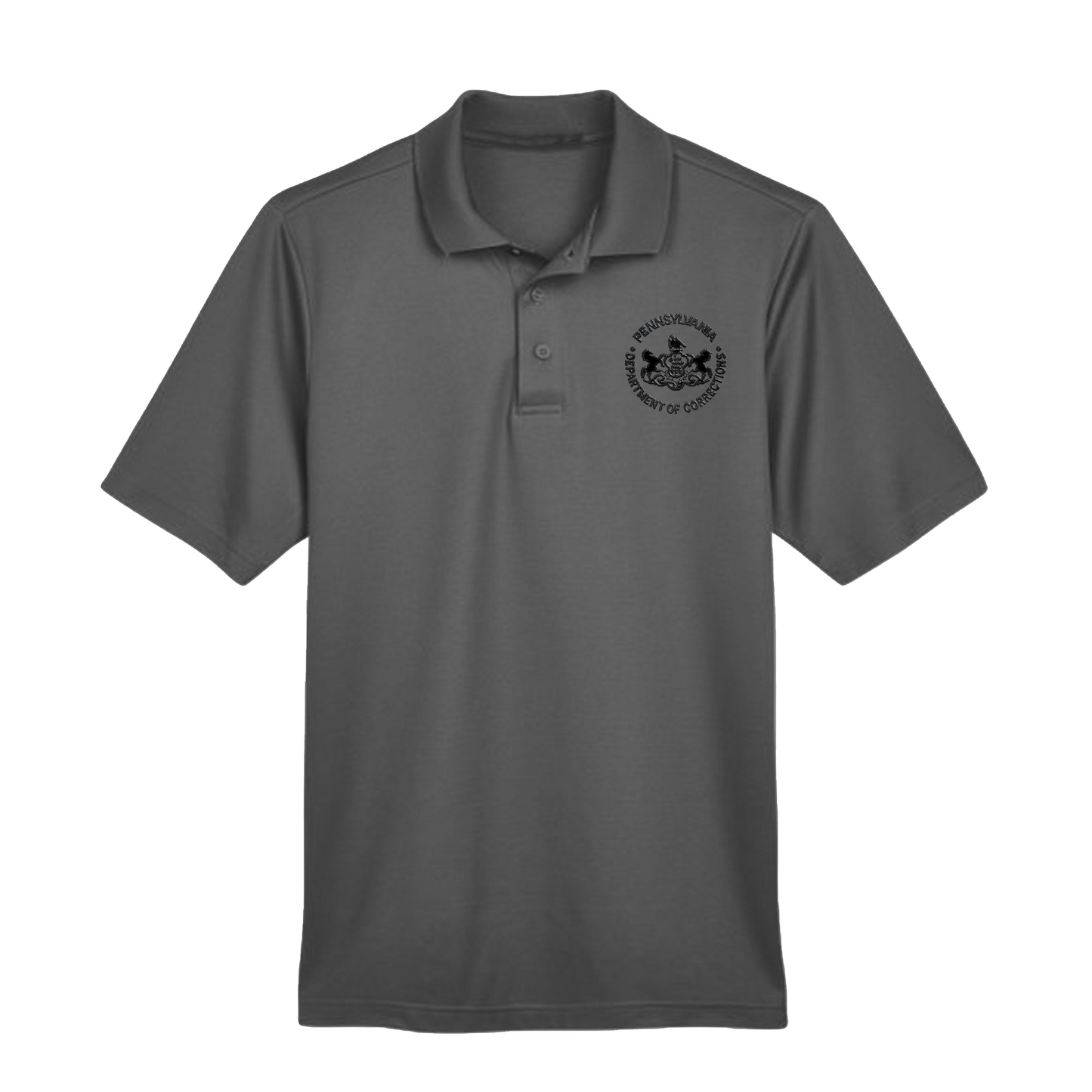 Men’s Luxury Performance Polo with Embroidered Department of Corrections Seal (Various Colors)