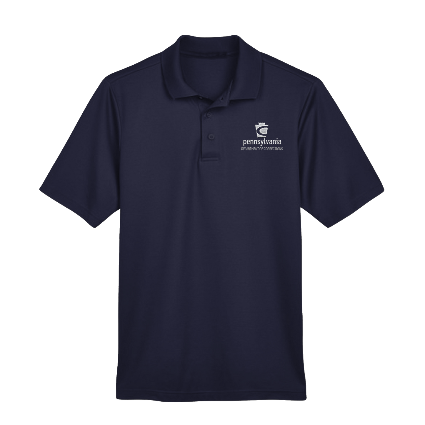 Men’s Luxury Performance Polo with Embroidered Department of Corrections Keystone (Various Colors)