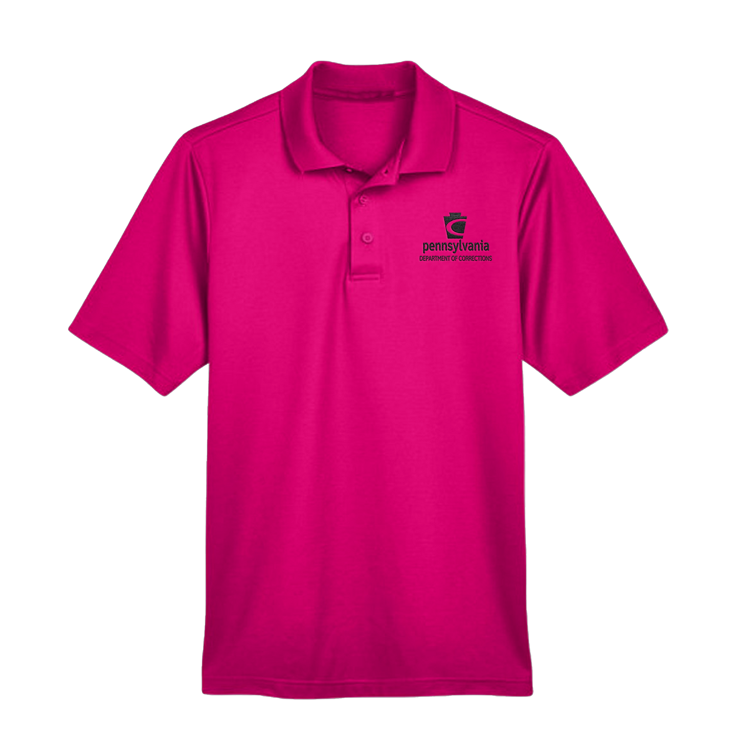 Men’s Luxury Performance Polo with Embroidered Department of Corrections Keystone (Various Colors)