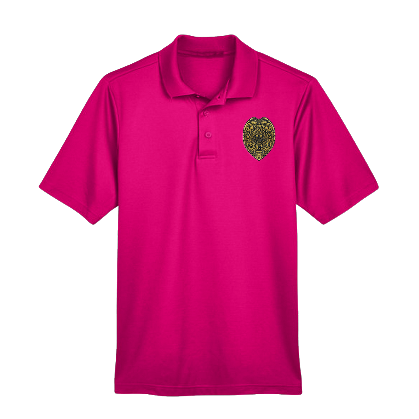 Men’s Luxury Performance Polo with Embroidered State Parole Agent Badge-Full Color (Various Colors)
