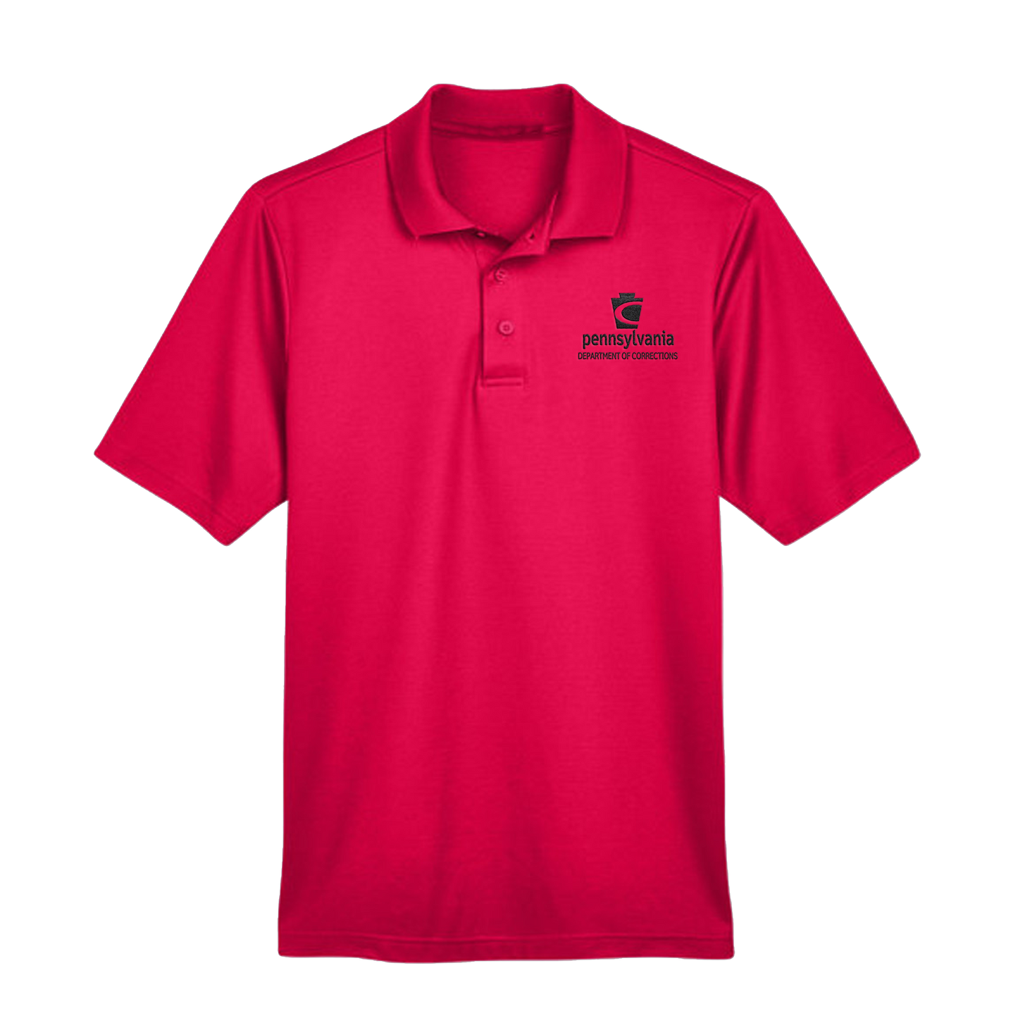 Men’s Luxury Performance Polo with Embroidered Department of Corrections Keystone (Various Colors)