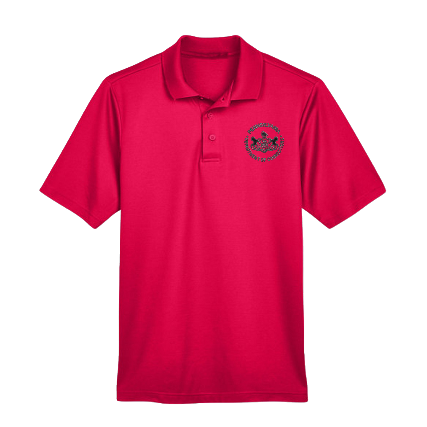 Men’s Luxury Performance Polo with Embroidered Department of Corrections Seal (Various Colors)