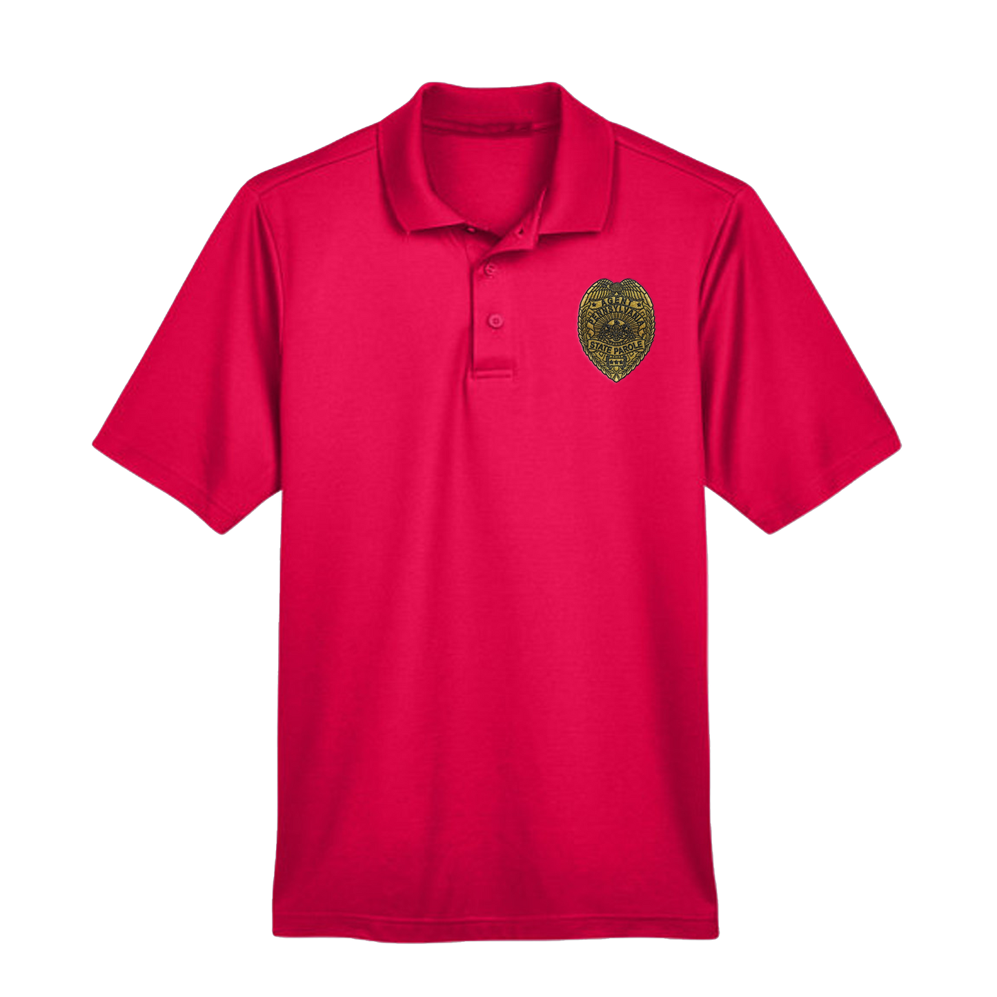 Men’s Luxury Performance Polo with Embroidered State Parole Agent Badge-Full Color (Various Colors)