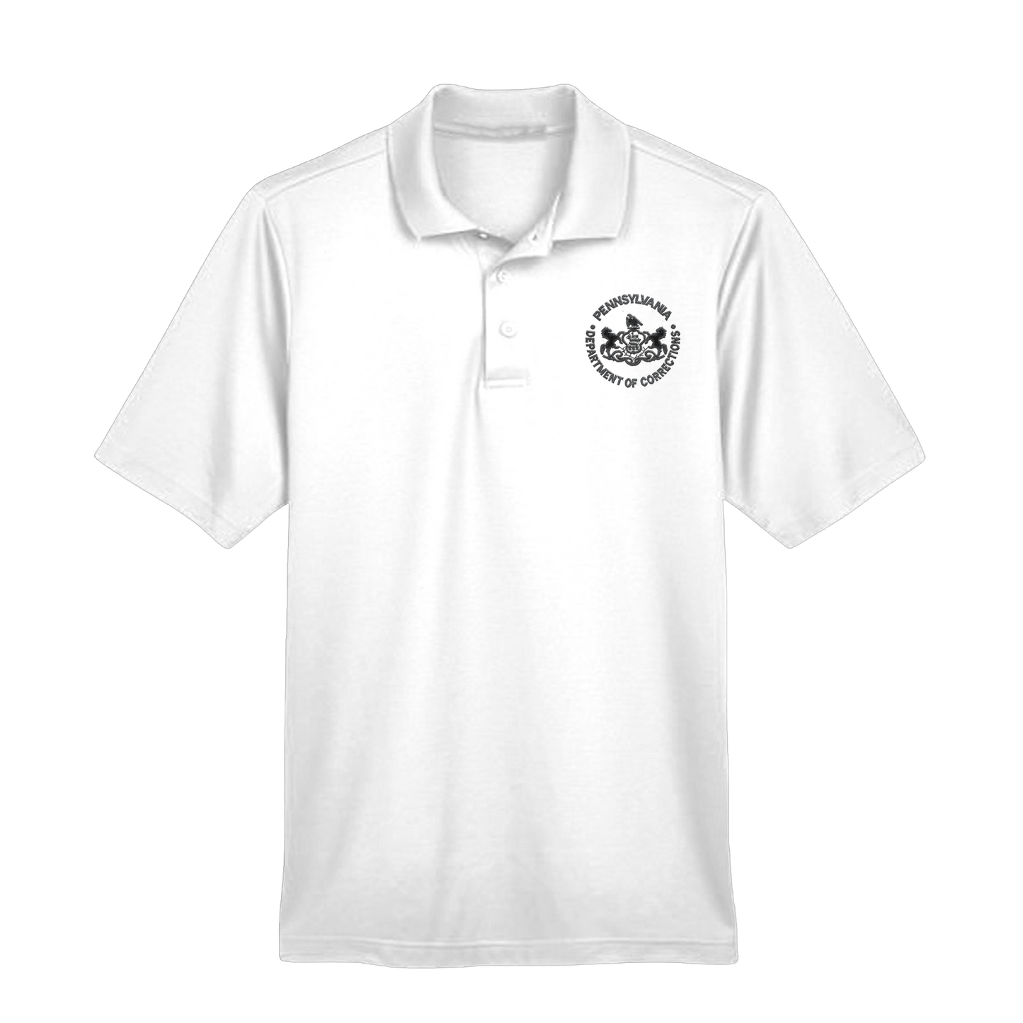 Men’s Luxury Performance Polo with Embroidered Department of Corrections Seal (Various Colors)