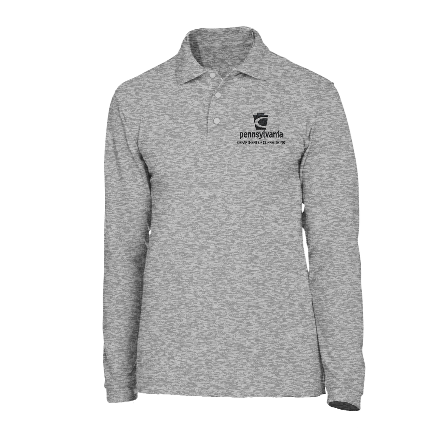 Adult Long-Sleeve Cotton Polo with Embroidered Department of Corrections Logos (Various Colors)