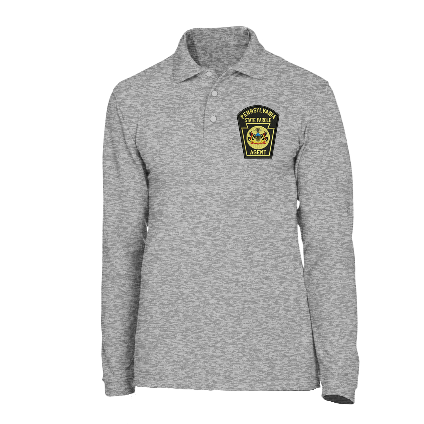 Adult Long-Sleeve Cotton Polo with Embroidered State Parole Agent Keystone (Various Colors)