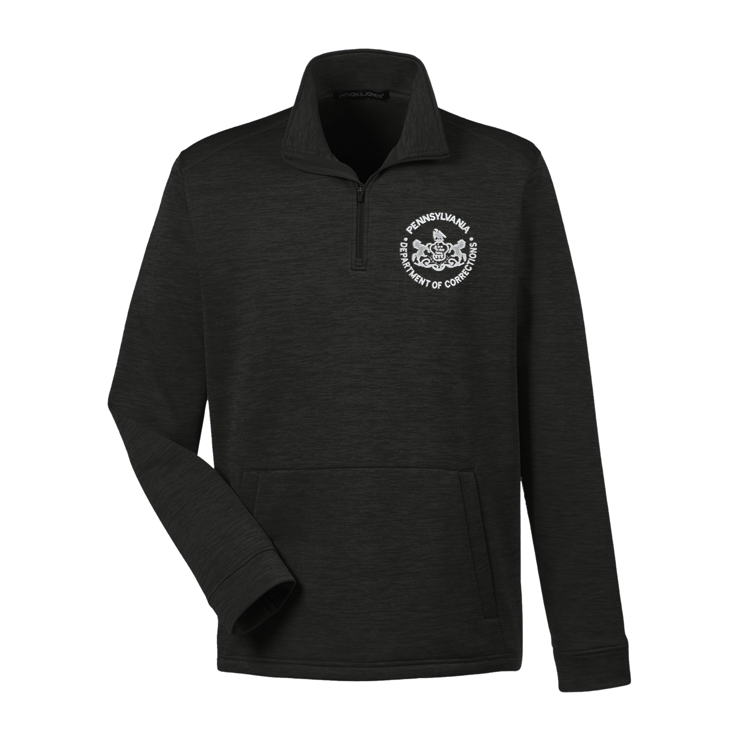 Men's Melange Quarter-Zip Jacket with Embroidered Department of Corrections Seal (Various Colors)