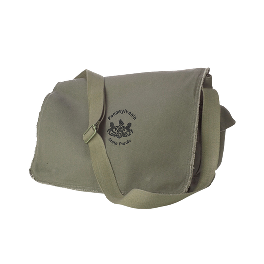 Raw-Edge Messenger Bag with Embroidered State Parole Horses (Various Colors)