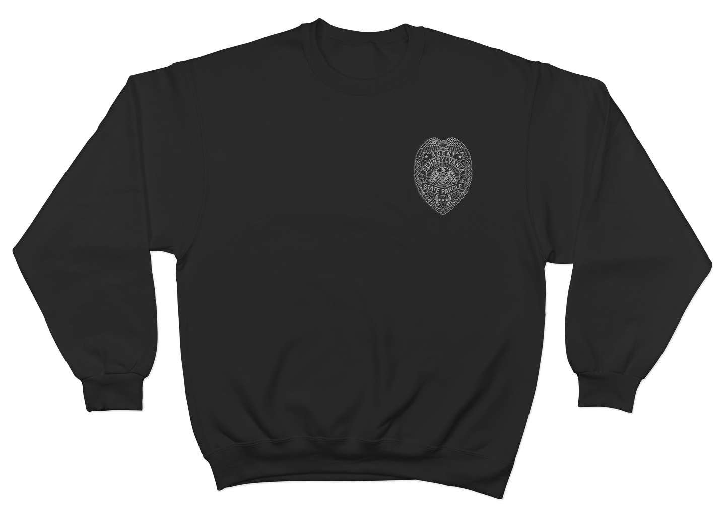 Crewneck Sweatshirt with Embroidered State Parole Agent Badge (Various Colors)