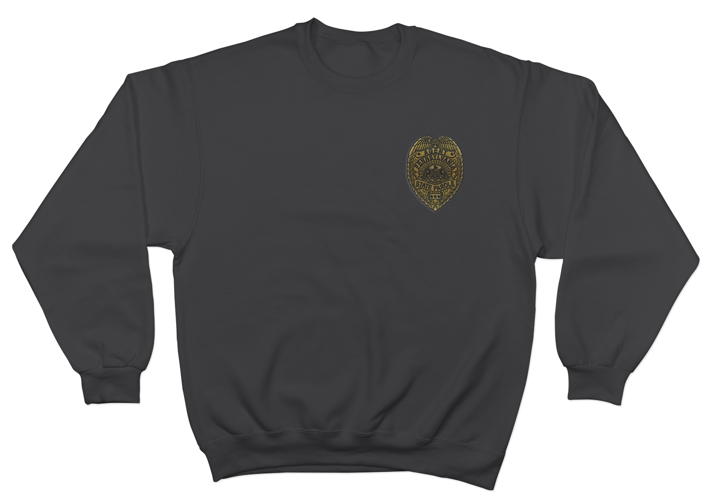 Crewneck Sweatshirt with Embroidered State Parole Agent Badge (Various Colors)