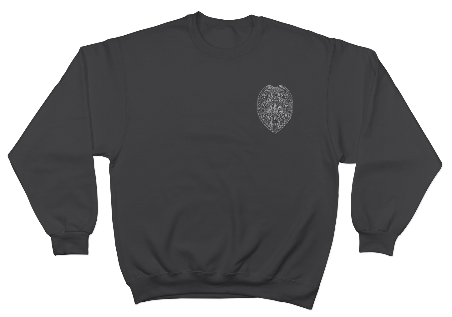 Crewneck Sweatshirt with Embroidered State Parole Agent Badge (Various Colors)