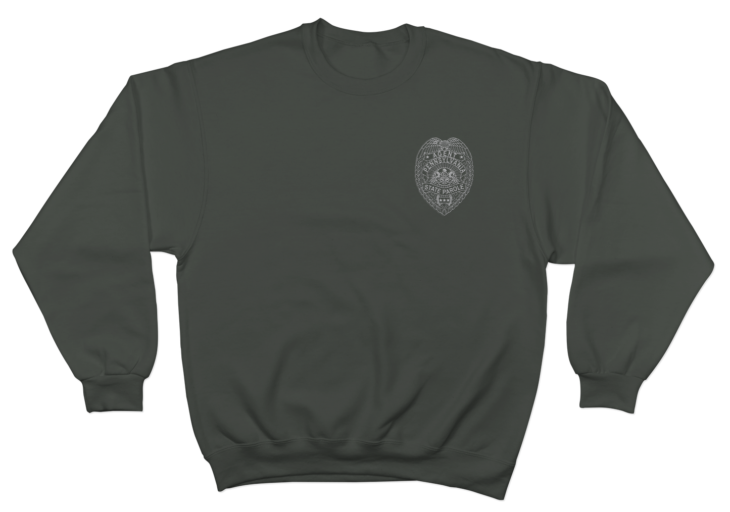 Crewneck Sweatshirt with Embroidered State Parole Agent Badge (Various Colors)