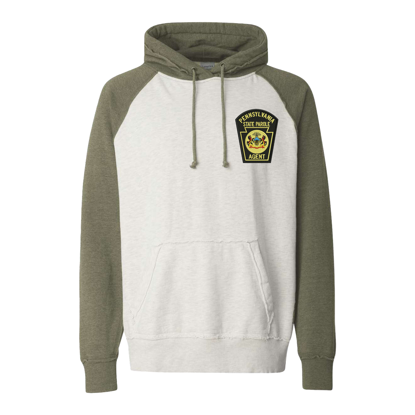 Vintage Hooded Two-Toned Sweatshirt with Embroidered State Parole Agent Keystone (Various Colors)