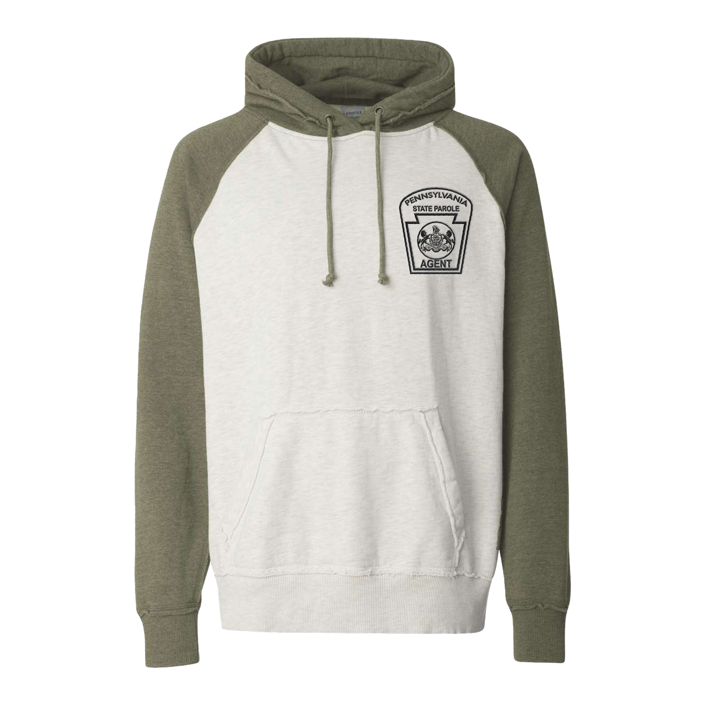 Vintage Hooded Two-Toned Sweatshirt with Embroidered State Parole Agent Keystone (Various Colors)