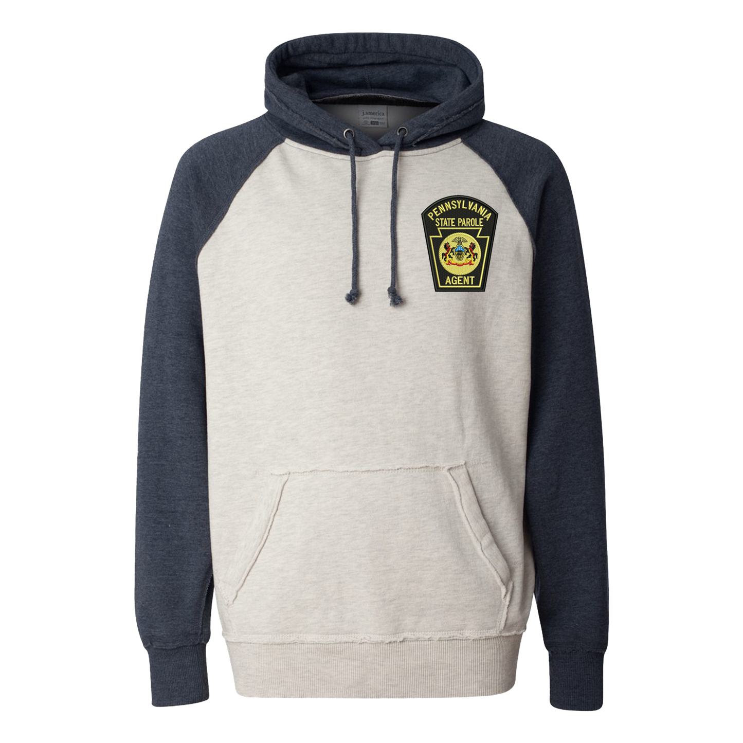 Vintage Hooded Two-Toned Sweatshirt with Embroidered State Parole Agent Keystone (Various Colors)