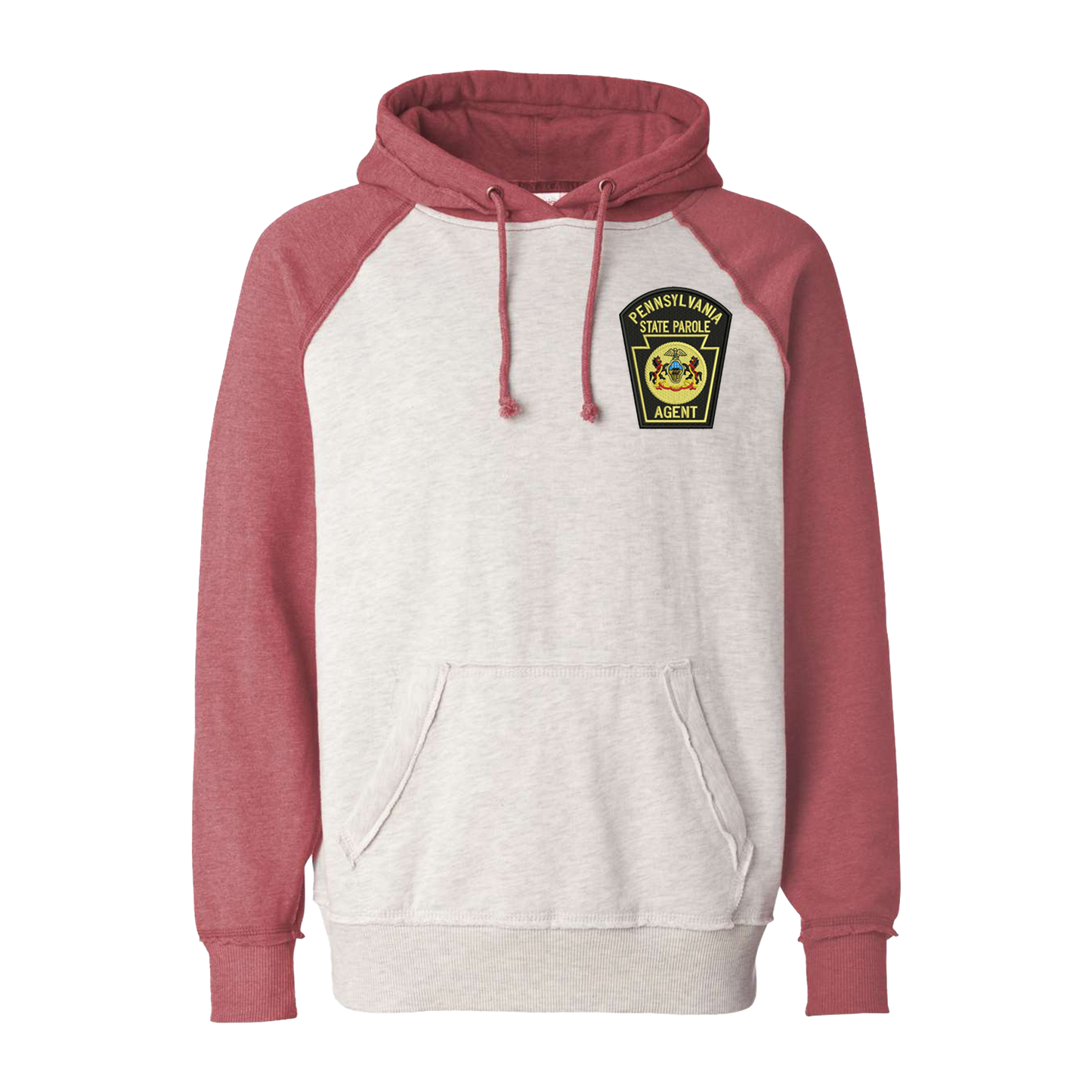 Vintage Hooded Two-Toned Sweatshirt with Embroidered State Parole Agent Keystone (Various Colors)